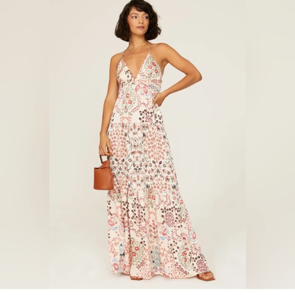 BA&SH Gisele Cutout Floral Maxi Dress